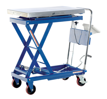 Steel Scissor Cart with Scale 19-1/2 In. x 32 In. 500 Lb. Capacity Blue/Silver